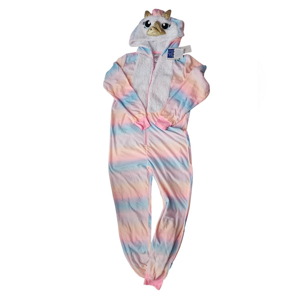 🆕️ Jellyfish Kids Plush Fleece Hooded Onesie Pajamas, Girls Size L (10-12)